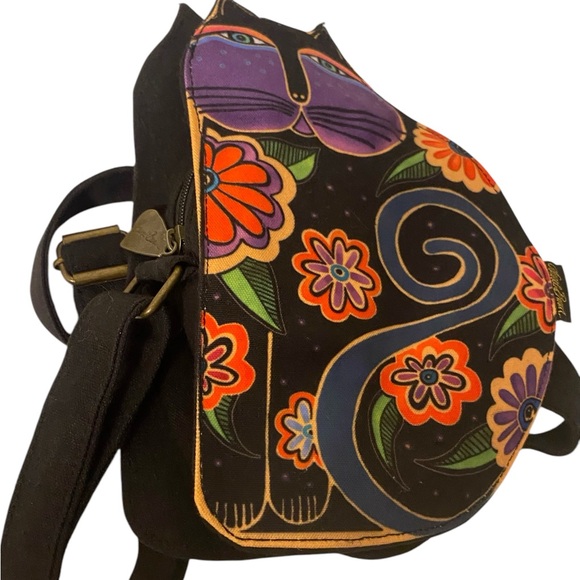 Laurel Burch Cutout Blossoming  vibrant color Feline Cat Shoulder Tote - Picture 7 of 7